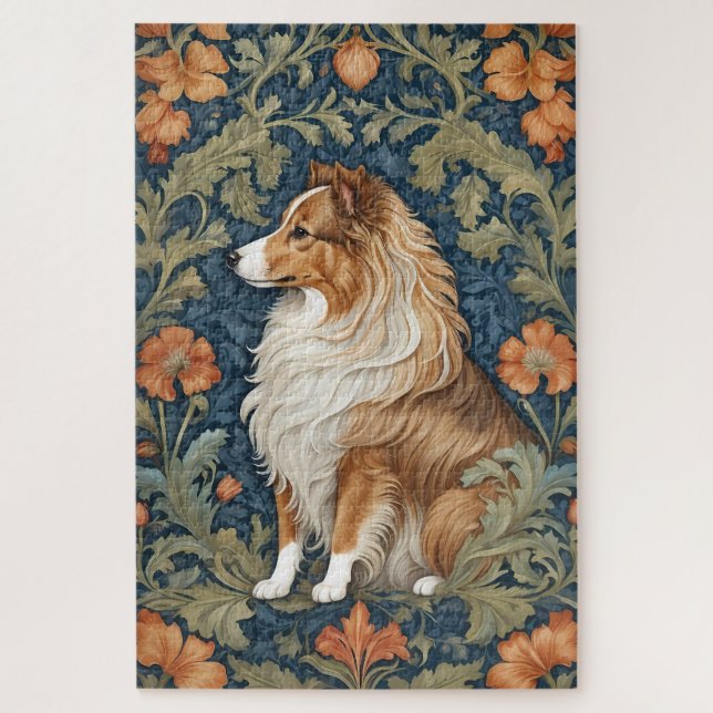 Elegant Shetland Sheepdog William Morris Inspirier (Vertikal)