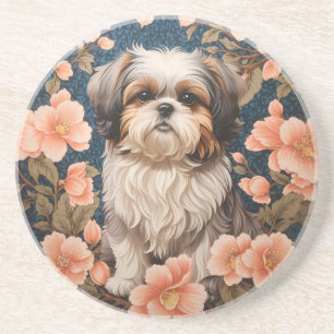 Elegant Shih Tzu Dog William Morris Inspiriert Getränkeuntersetzer
