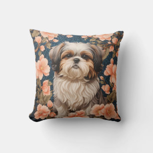Elegant Shih Tzu Dog William Morris Inspiriert Kissen