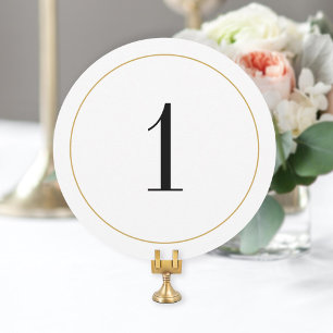 Elégant Shimmer Gold Circle Table Numéro 1 Carte