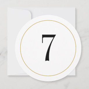 Elégant Shimmer Gold Circle Table Numéro 7 Carte