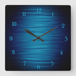 Elegant shiny blue shaded wall clock quadratische wanduhr
