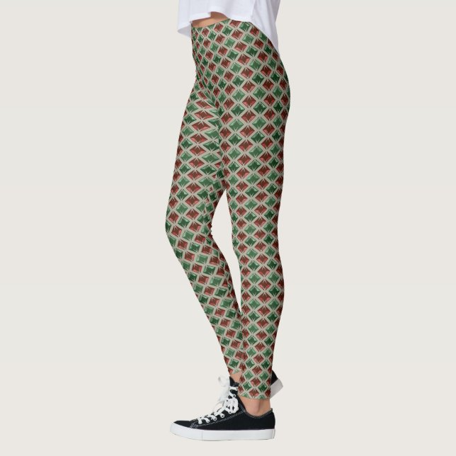 Elegant Shiny Grafische Diamanten für jede Farbe Leggings (Links)
