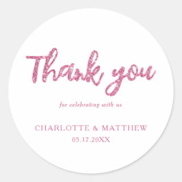 Elegant Shiny Magenta Glitzer Wedding Runder Aufkleber