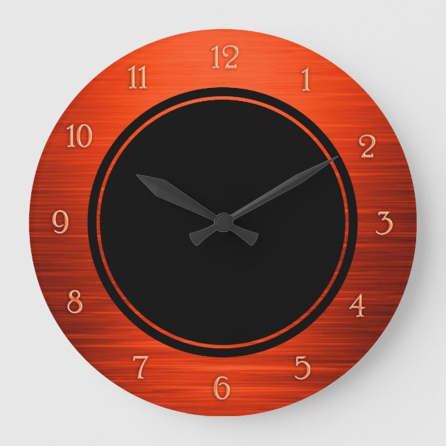 Elegant shiny orange shaded wall clock große wanduhr (Vorderseite)