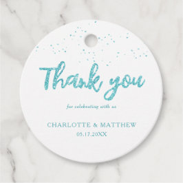 Elegant Shiny Türkise Glitzer Gastgeschenk Hochzei Geschenkanhänger