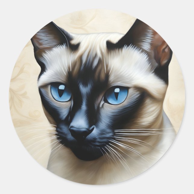 Elegant Siamese Cat Runder Aufkleber (Vorderseite)