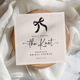 Elegant Sie heiratet Schwarzer Bogen Brautparty Serviette
