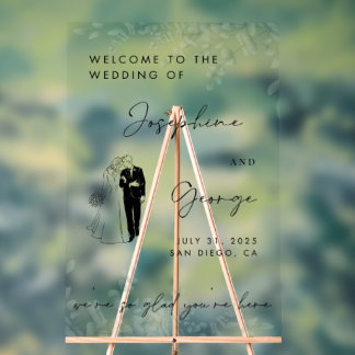 Elégant signe de bienvenue de mariage, signe acryl