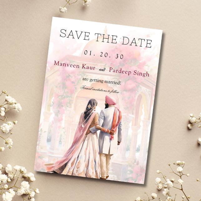 Elegant Sikh Hochzeit Speichern Sie die Datumsvorl Einladung (Von Creator hochgeladen)