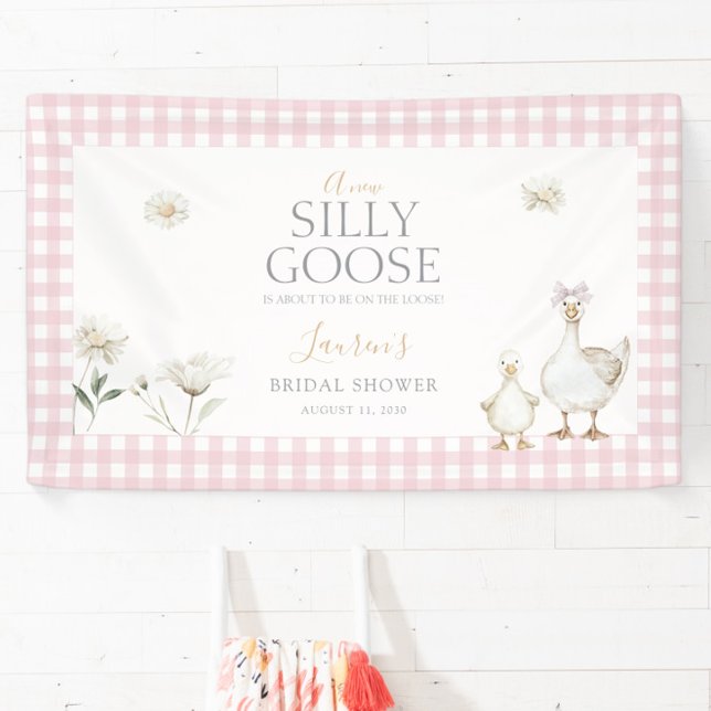 Elegant Silly Goose Whimsical Pink Bow Baby Shower Banner (Von Creator hochgeladen)