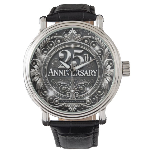 Elegant Silver 25. Jubiläum Armbanduhr (Vorderseite)