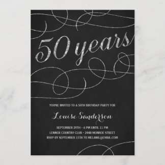 Elegant Silver 50. Geburtstagsparty Einladung