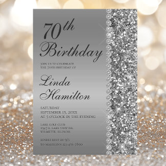Elegant Silver 70. Geburtstag Einladung