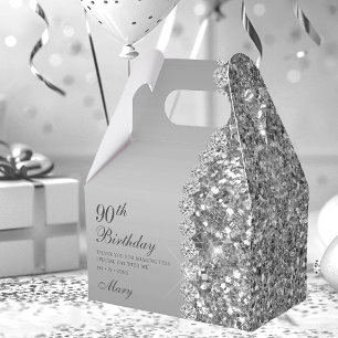 Elegant Silver 90. Geburtstag Geschenkschachtel