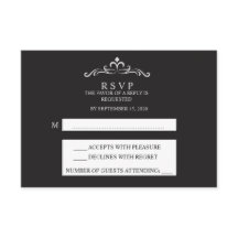 Elegant Silver and Black Horizontal Wedding RSVP 