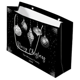 Elegant Silver and Black Ornament Christmas Große Geschenktüte