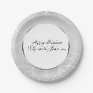 Elegant Silver Birthday Pappteller