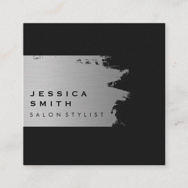 Elegant Silver Brushed Quadratische Visitenkarte (Vorderseite)