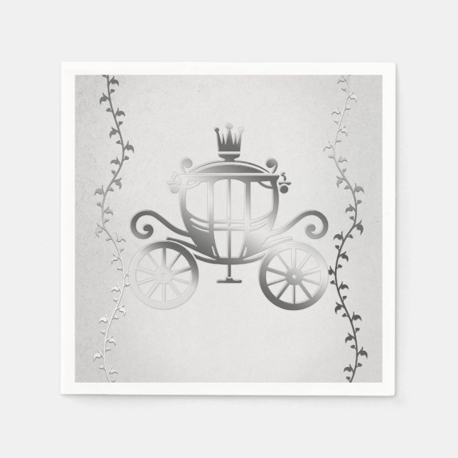 Elegant Silver Carriage White Storybook Royal Serviette (Vorderseite)