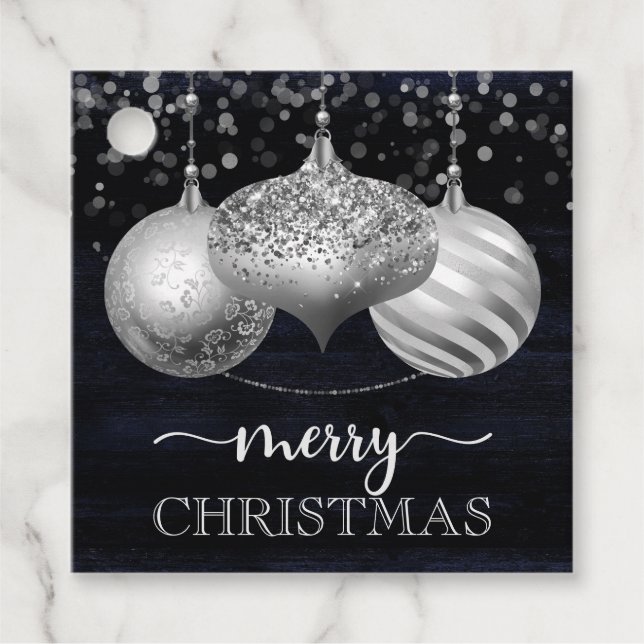 Elegant Silver Christmas Ornaments Geschenkanhänger (Vorderseite)