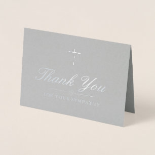 Elegant Silver Cross Beileid Vielen Dank Folienkarte