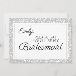 Elegant Silver Diamond Glitzer Bridesmaid Einladung
