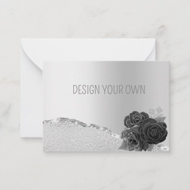 Elégant Silver Floral Design votre propre carte (Devant)