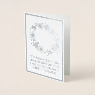 Elegant Silver Floral Wreath Religious Blank Folienkarte