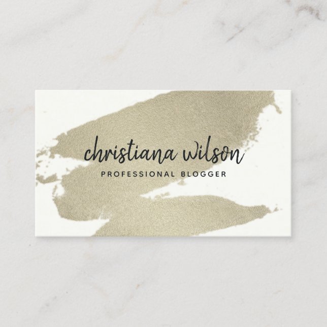 ELEGANT SILVER FOIL BLACK BRUSH STROKE CALLIGRAPHI VISITENKARTE (Vorderseite)