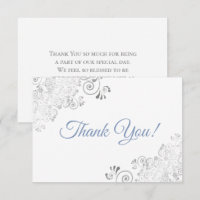 Elegant Silver Frills Dusty Blue on White Wedding