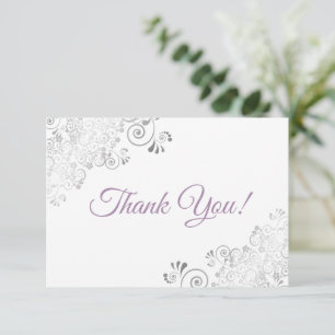 Elegant Silver Frills Lavender auf White Wedding Dankeskarte