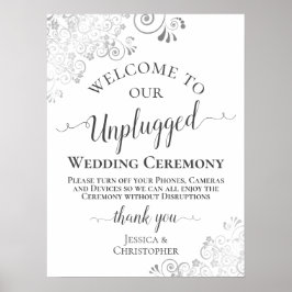 Elegant Silver Frills Unplugged Wedding Zeremony Poster