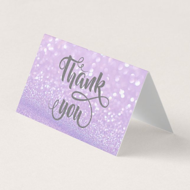 Elegant Silver Glittery Bokeh Dankeschön Card Visitenkarten (Vorderseite)