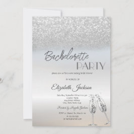 Elegant Silver Glitzer Bokeh Bachelorette Einladung