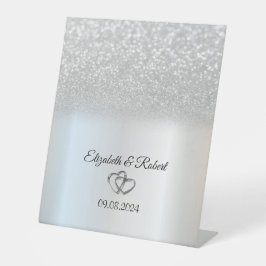 Elegant Silver Glitzer Bokeh Sockelschild