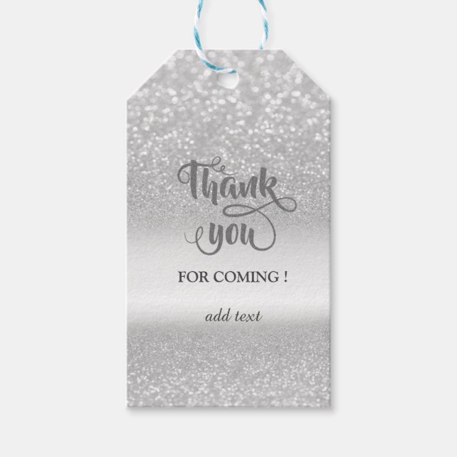 Elegant Silver Glitzer Bokeh Wedding Vielen Dank Geschenkanhänger (Vorderseite)