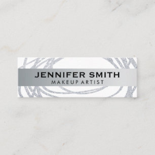 Elegant Silver Glitzer Scribble Mini Visitenkarte