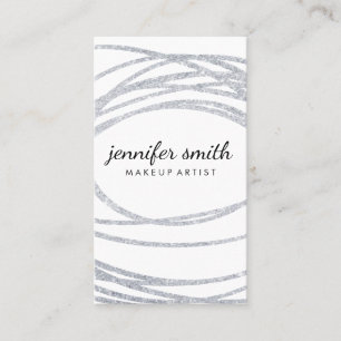 Elegant Silver Glitzer Scribble Visitenkarte