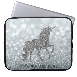 Elegant Silver Glitzer Unicorn , Bokeh Laptopschutzhülle