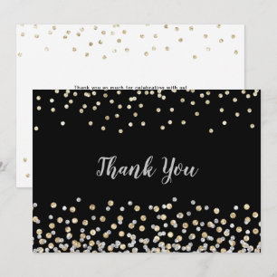 Elegant Silver Gold Confetti Dankeskarte