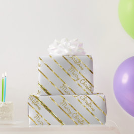Elegant Silver Gold Frohe Weihnachten Geschenkpapier