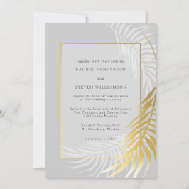 Elegant Silver Gold Hochzeit tropische Vegetation Einladung