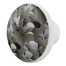 Elegant Silver Gray and Black Floral Keramikknauf