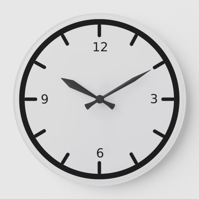 Elegant Silver Gray and Black Große Wanduhr (Vorderseite)