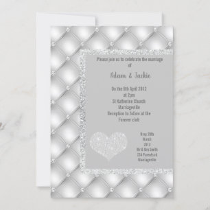 ELEGANT SILVER GRAY HERZ DIAMOND WEDD EINLADUNG
