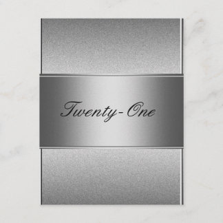 Elegant Silver Gray Metal Black 21. Geburtstag Einladung