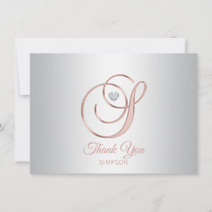 Elegant Silver Gray Rose Gold Vielen Dank S Dankeskarte