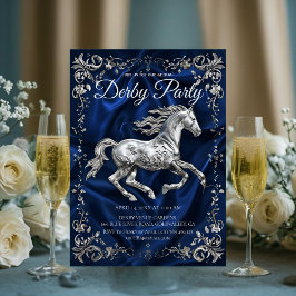 Elegant Silver Horse Derby Party Invitation with N Einladung