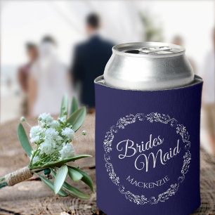 Elegant Silver Lace Navy Blue Bridesmaid Wedding Dosenkühler
